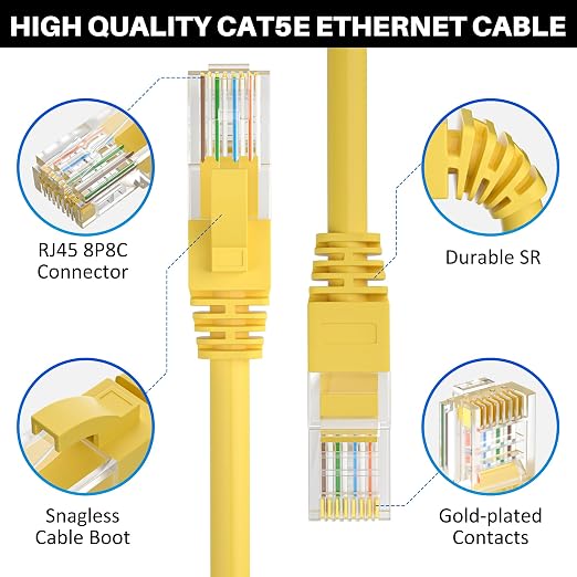 Cat5e Ethernet Cable 100 FT, Long Cat 5e Internet Cable, Standard RJ45 Connector - Image 2