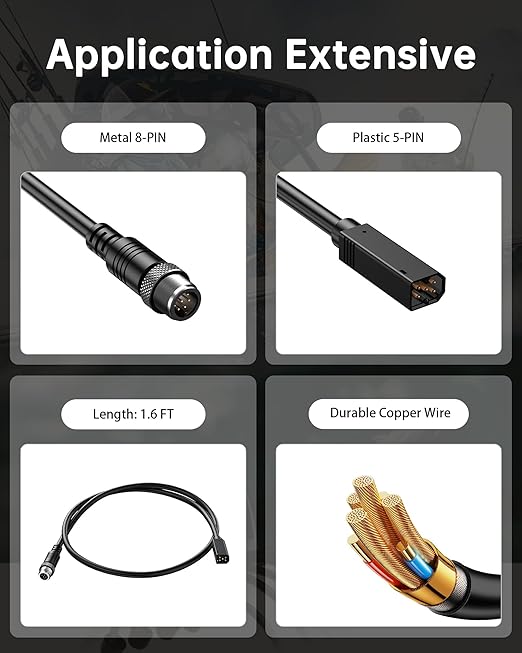 Ethernet Cable for Humminbird Fish Finders 720074-1 AS EC QDE for Humminbird - Image 4