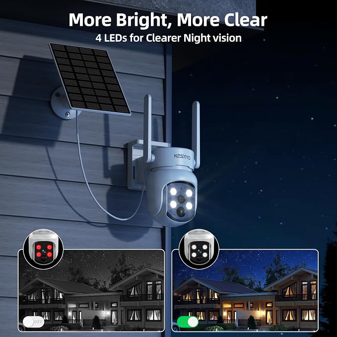 Solar Security Cameras Wireless Outdoor, 4MP Solar Powered, 6 Cam kit, Color - Image 8