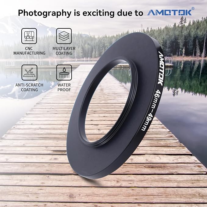 46mm Lens to 49mm Camera Lens Adapter, 46mm to 49mm Filter Step-Up Adapter Ring - Image 2