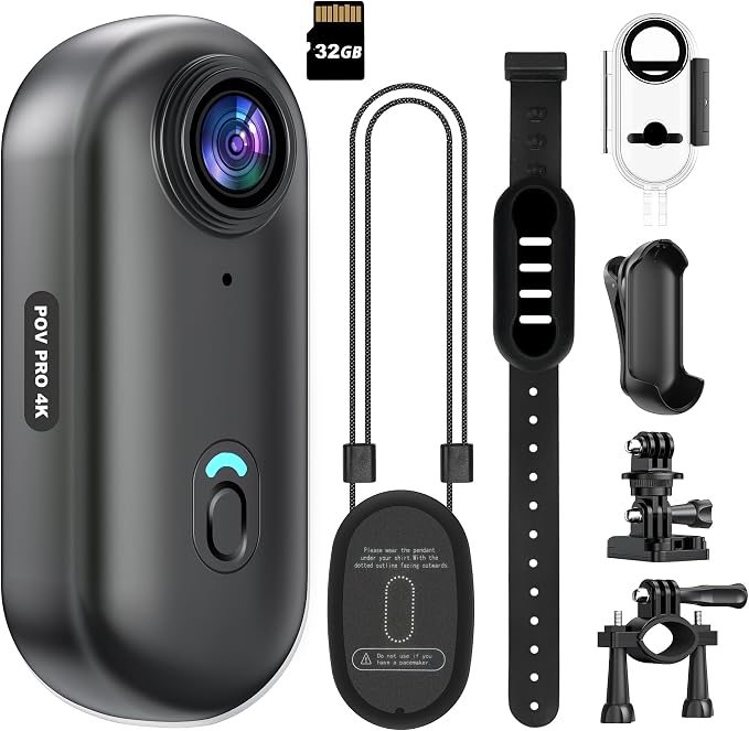 4K Mini WiFi Action Camera 32GB Thumb POV Portable Body Cam Wearable Video by INTEPOLL