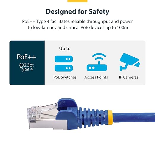 StarTech.com 1ft Blue CAT8 Ethernet Cable, Snagless RJ45, 100W PoE++, 26AWG - Image 5