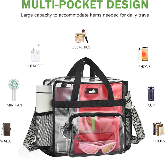 MAY TREE Clear Bag for Stadium Events, 12×6×12 Clear Tote Bag - Image 5