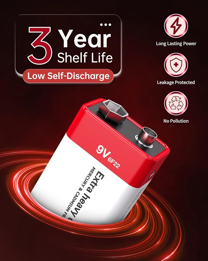 PKNOVA 9V Batteries Carbon 9 Volt Battery - Image 5