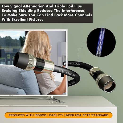 100ft RG6 Coaxial Cable, 75 Ohm TV Coax Cable - Image 6