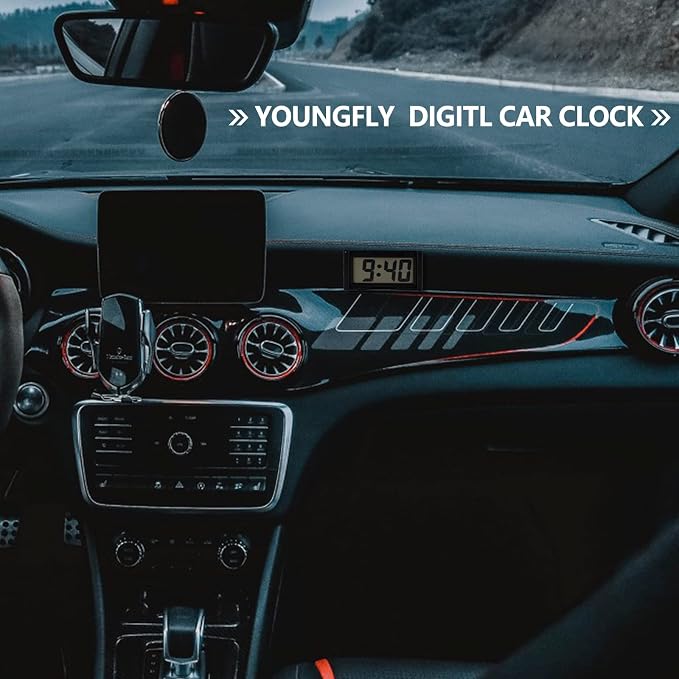 YOUNGFLY 4PCS Small Digital Clock, Vehicle Adhesive Clock - Image 2