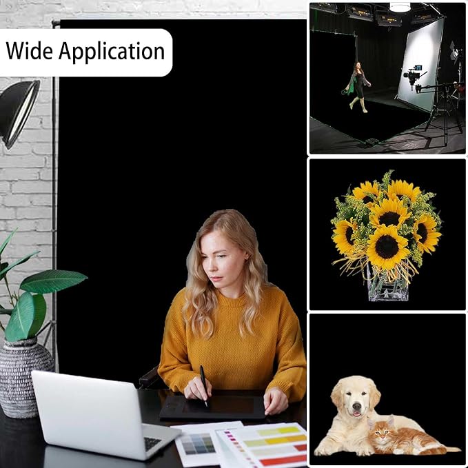 Black Photo Backdrop for Photoshoot, Fabric Background for Product Photography - Image 2
