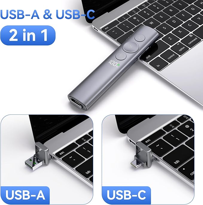 Power Display Wireless Presenter Remote, Rechargeable Presentation Clicker - Image 4
