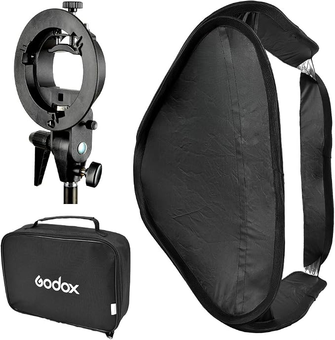 Godox 24" x 24" Softbox with S-Type Bowens Mount Bracket Flash Holder Kit - Image 6