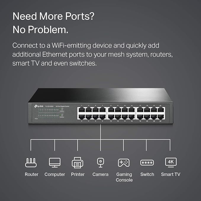 TP-Link 24 Port Gigabit Ethernet Switch Desktop/ Rackmount Plug & Play Shielded - Image 2