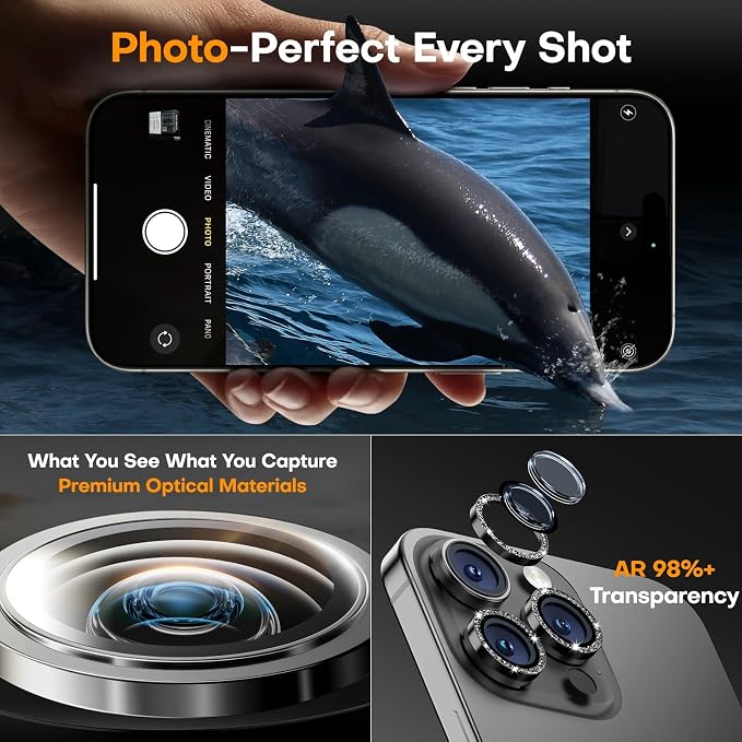 for iPhone 15 Pro/15 Pro Max Camera Lens Protector, Tempered Glass Screen - Image 4
