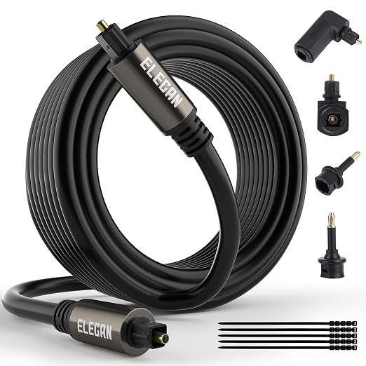 Elecan Optical Audio Cable 30 Ft Digital Audio Toslink Cable Cord-Fiber by Elecan