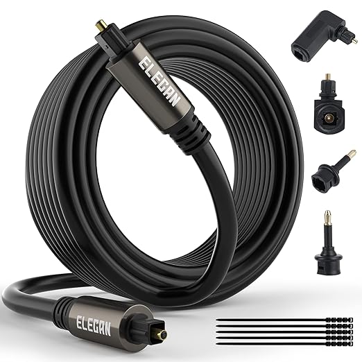 Elecan Optical Audio Cable 35 Ft Digital Audio Toslink Cable Cord-Fiber by Elecan