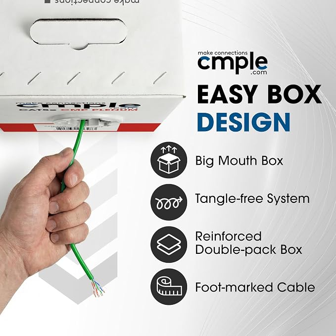 Cmple - Cat5e Plenum Cable 1000ft, 350MHz Gigabit Ethernet Solid Network - Image 7
