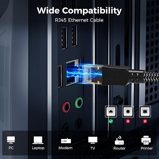 Cat 8 Ethernet Cable 8FT, High-Speed Braided Internet Cable Network Cord - Image 7