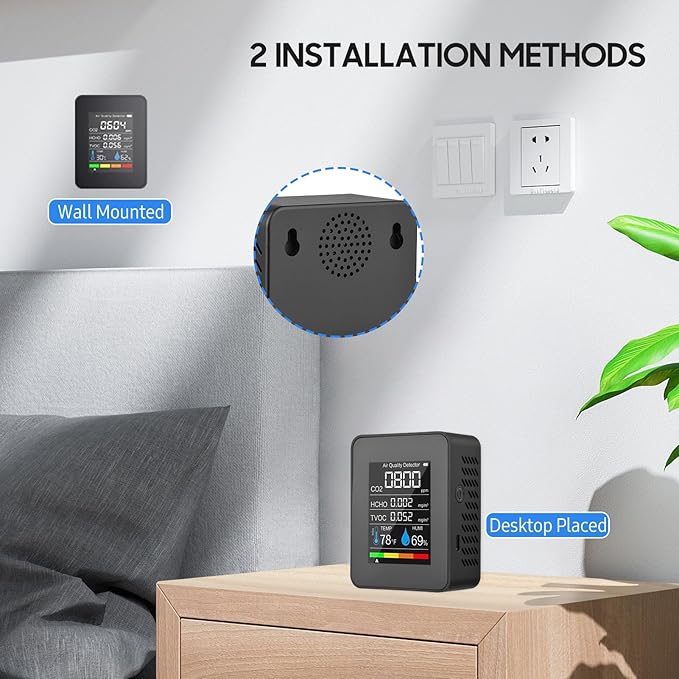 Prefessionall Indoor Air Quality Monitor, 5 in 1 Portable Smartair Quality - Image 7