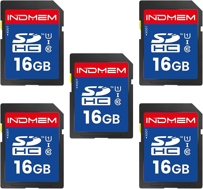 16GB SD Card, 5 Pack SDHC Memory Cards UHS-I U1 Class 10 High-Speed Full HD by elecacc