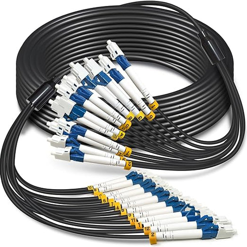 10 Meters 12 Core Industrial TPU LC to LC Outdoor Armored Fiber Optic Cable by YUTIANHOME