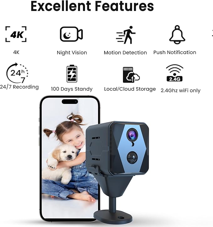vebiliki Spy Camera, 4K Hidden Camera, Mini Camera, Real-Time Recording - Image 2