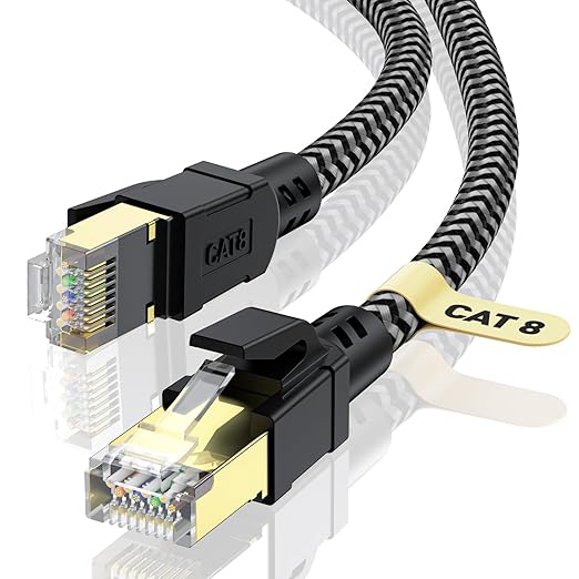 Cat 8 Ethernet Cable 15FT, High-Speed Braided Internet Cable Network Cord by CABNEER