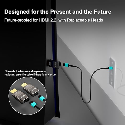 RUIPRO 8K Detachable Full Fiber Optic Armored DisplayPort Cable 1.4, 32.4 Gbps - Image 4
