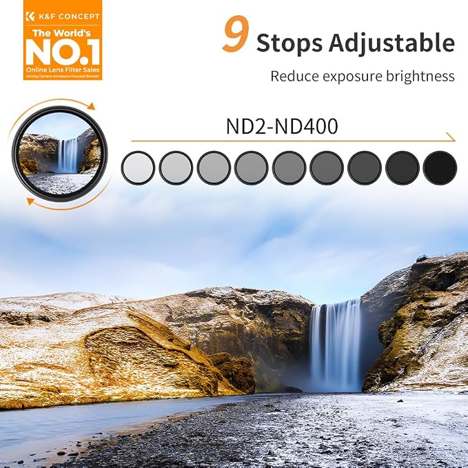 K&F CONCEPT 49mm Variable ND2-ND400 ND Lens Filter - Image 2