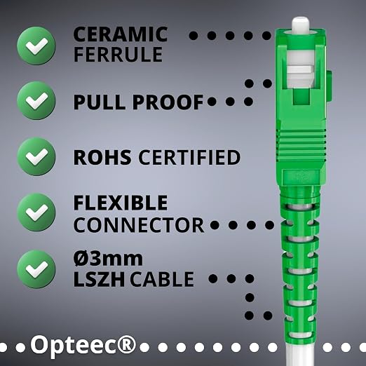 opteec® - Shielded Fibre Optic Cable - 10M - Orange/SFR/BOUYGUES/SOSH/RED by - Image 7