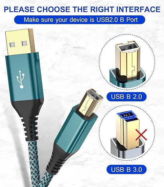 sweguard Printer Cable 15ft, USB Printer Cord USB 2.0 Type A Male to B Male - Image 4
