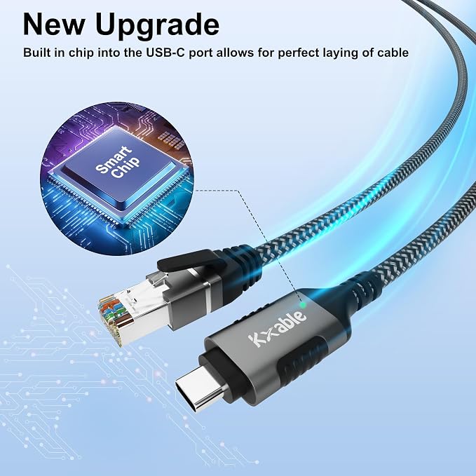 USB C to Ethernet Cable 20FT, Type C to RJ45 Cord, Gigabit Directly Connected - Image 5