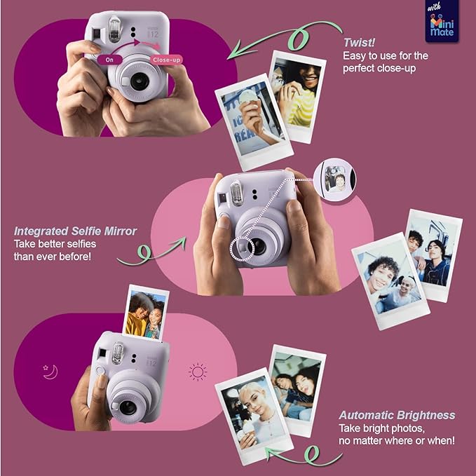 Fujifilm Instax Mini 12 Instant Camera Blossom Pink + Carrying Case + Fuji - Image 3