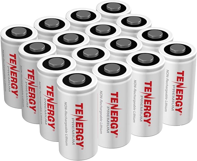 Tenergy Premium 16 Pack NonRechargeable CR123A 3V Lithium Battery, 1600mAh by Tenergy