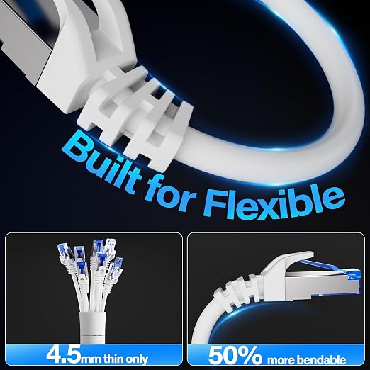 Cat6A Ethernet Cable Shielded 10Gbps 7 ft, Slim Shielded Ethernet Cable Cat 6 - Image 4