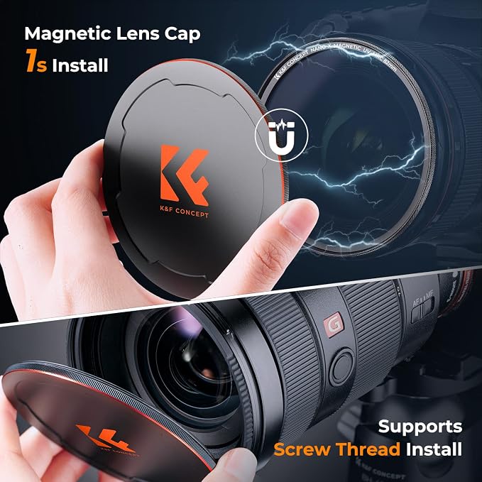 K&F CONCEPT 77mm Magnetic MC UV Lens Protection Filter + Lens Filter Cap - Image 6