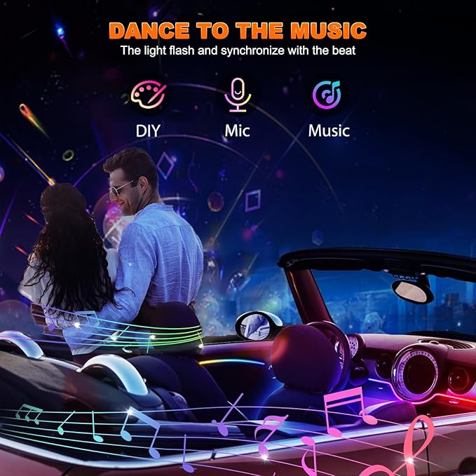Jushope Interior Car LED Strip Lights, Acrylic LED Lights - Image 4