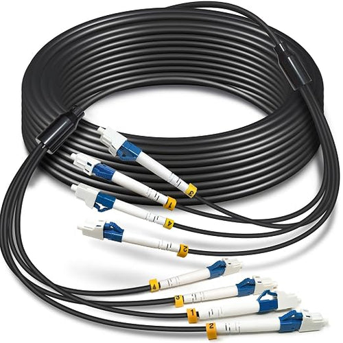 10 Meters 4 Core Industrial TPU LC to LC Outdoor Armored Fiber Optic Cable by YUTIANHOME
