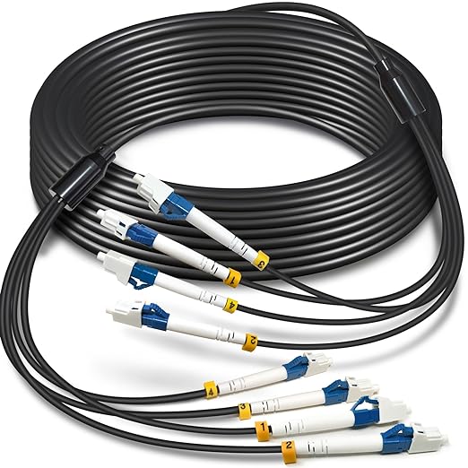 30 Meters 4 Core Industrial TPU LC to LC Outdoor Armored Fiber Optic Cable by YUTIANHOME