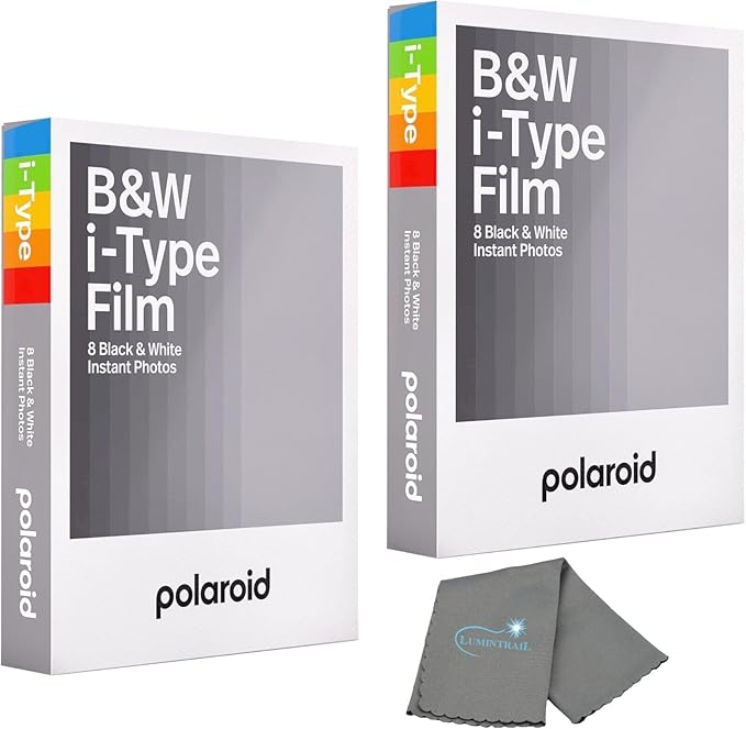Polaroids Black & White Instant Film, 2 Pack, 16 Photos, B&W Film Works by Lumintrail