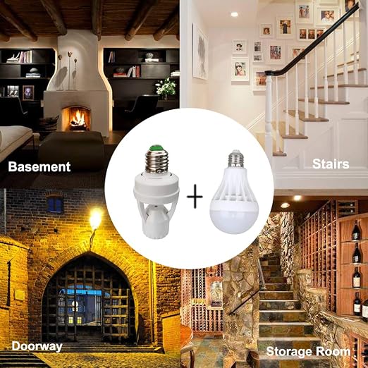 Motion Sensor Light Socket, E26 E27 PIR Motion Screw Bulb Adapter Indoor Use - Image 6