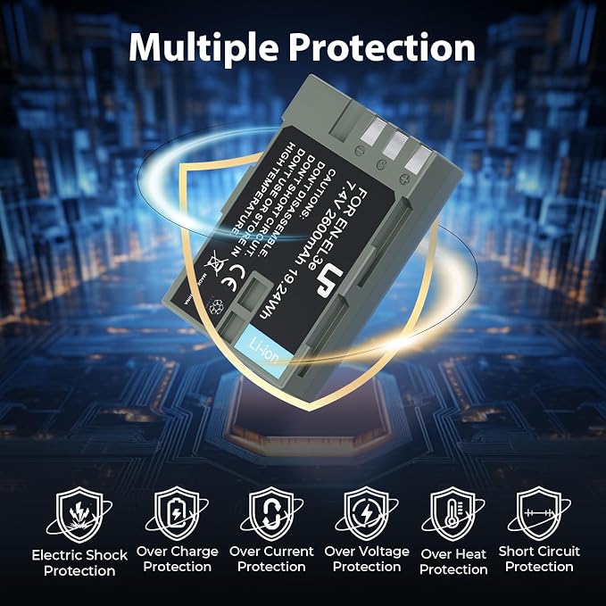 LP EN-EL3e, EL3 Battery, 2600 mAh Battery Compatible - Image 3