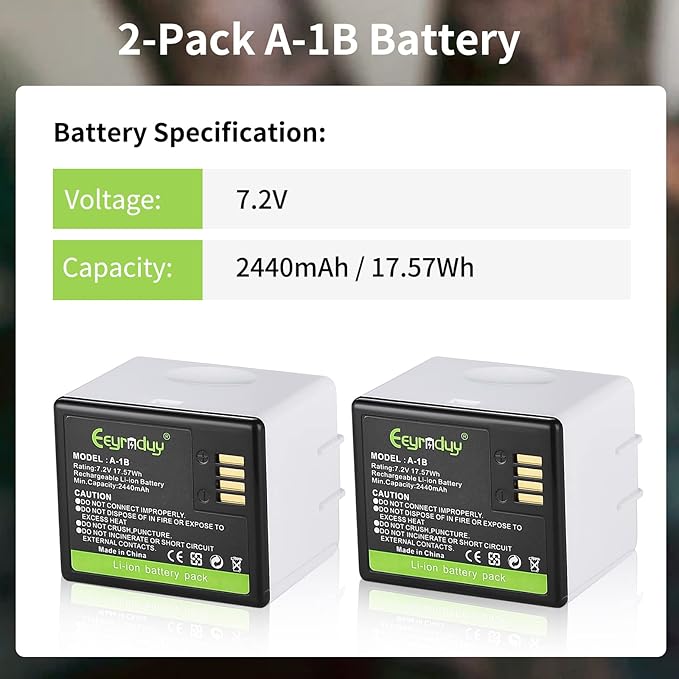 A-1B Battery Replacement for arlo Pro, Pro 2 Camera VMA4400 2440mAh - Image 3