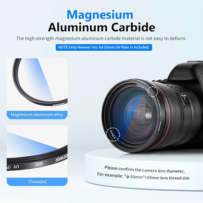NEEWER 55mm MRC UV Protection Filter 30 Layer Multi Resistant Nano Coatings/HD - Image 4