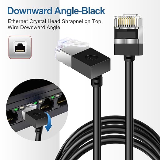 Ultra Thin Cat 6 Ethernet Cable 90° Downward Angle 25 Feet, Flexible & Slim - Image 5
