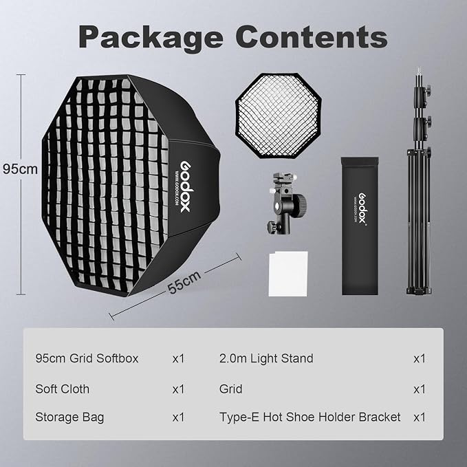 Godox 37.5"/95cm Octagon Umbrella Soft Box Kit - Image 7