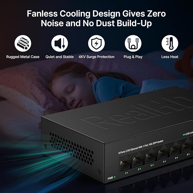 Real HD 8 Port 2.5G Ethernet Switch Unmanaged Network Switch - Image 4
