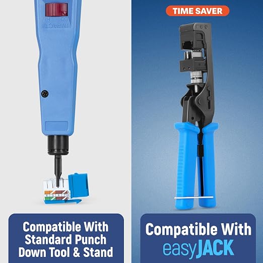 Everest 90° Angled RJ45 Cat5e Keystone Jacks 10-Pack in Blue - Image 4
