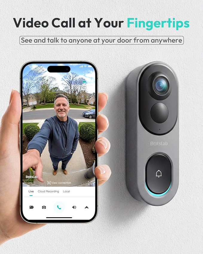 BOTSLAB 5MP Wireless Video Doorbell Camera, 180° Head-to-Toe View, AI Motion - Image 8