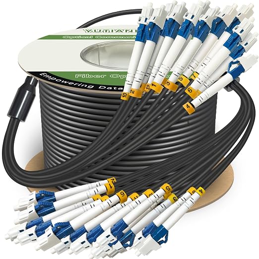 200 Meters 12 Core Industrial TPU LC to LC Outdoor Armored Fiber Optic Cable by YUTIANHOME