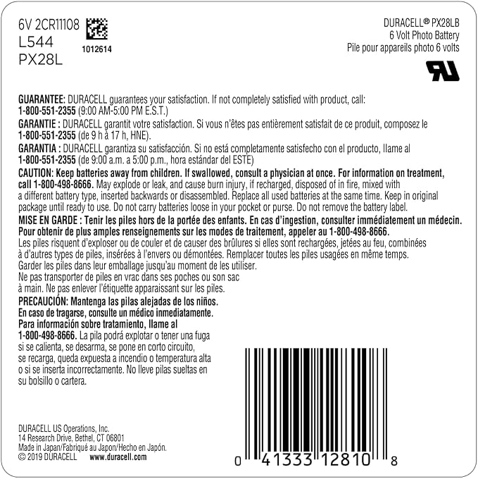 Duracell 28L 6V Lithium Battery, 28L 6 Volt High Power Lithium Battery - Image 2