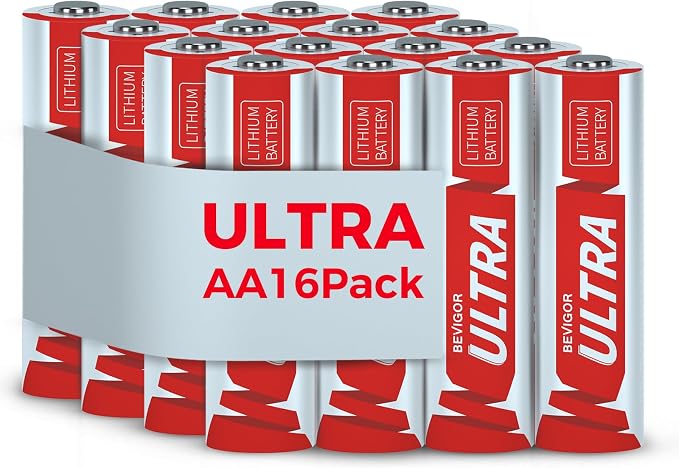 BEVIGOR Lithium Batteries AA 16 Pack, 1.5V Ultra Long Lasting Double A Lithium by BEVIGOR