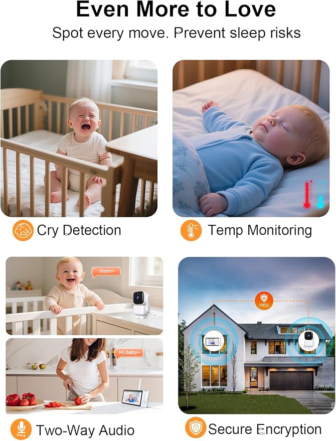 Smart Baby Monitor with App & 5" Screen, Dual Mode, Auto Motion Tracking PTZ - Image 9